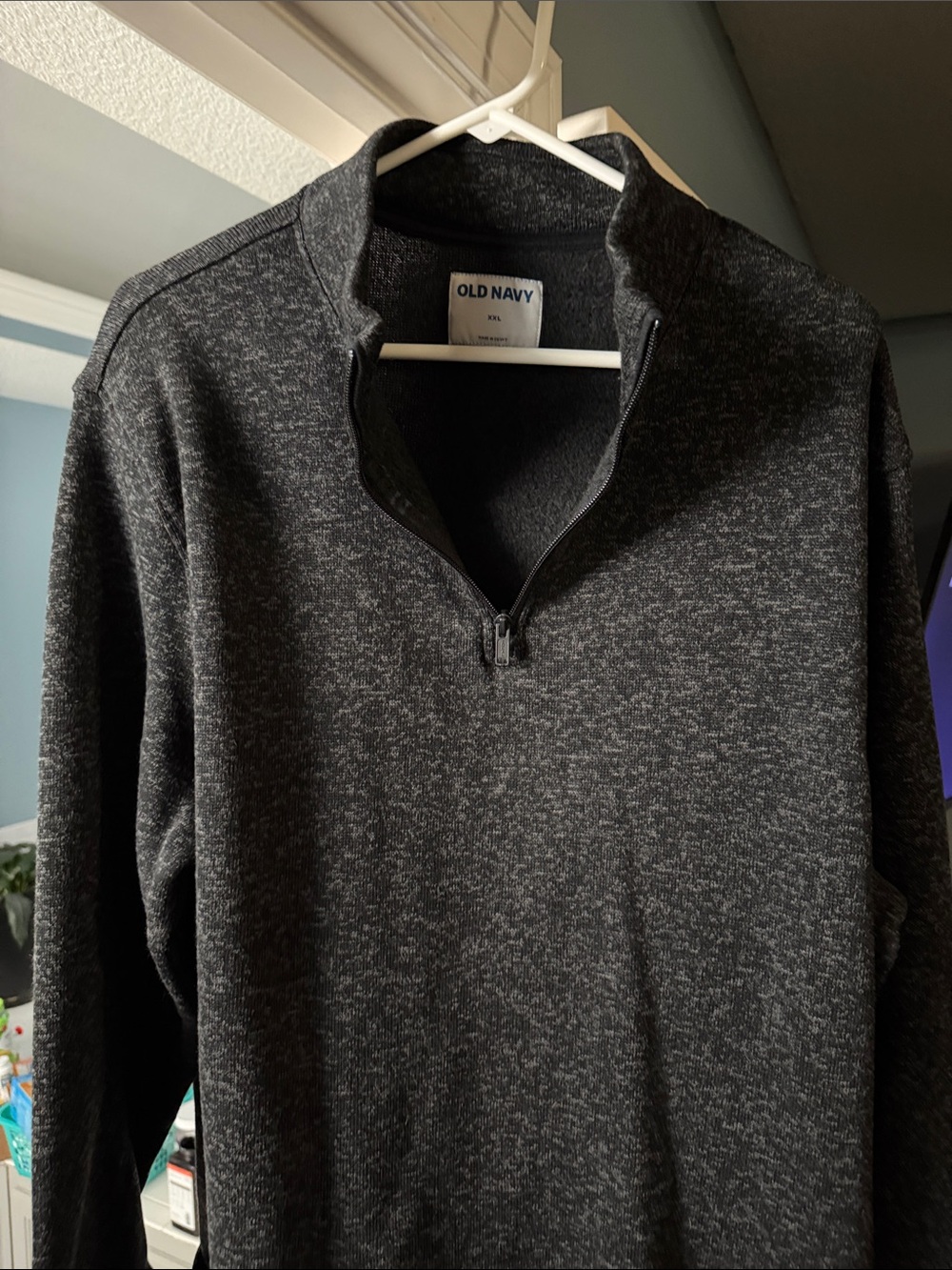 Old Navy Men's Dark Charcoal Heather Zip-Up Sweater
